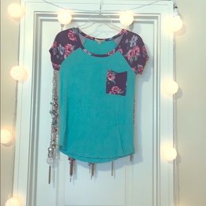 Bright Printed Pocket Short Sleeve Shirt